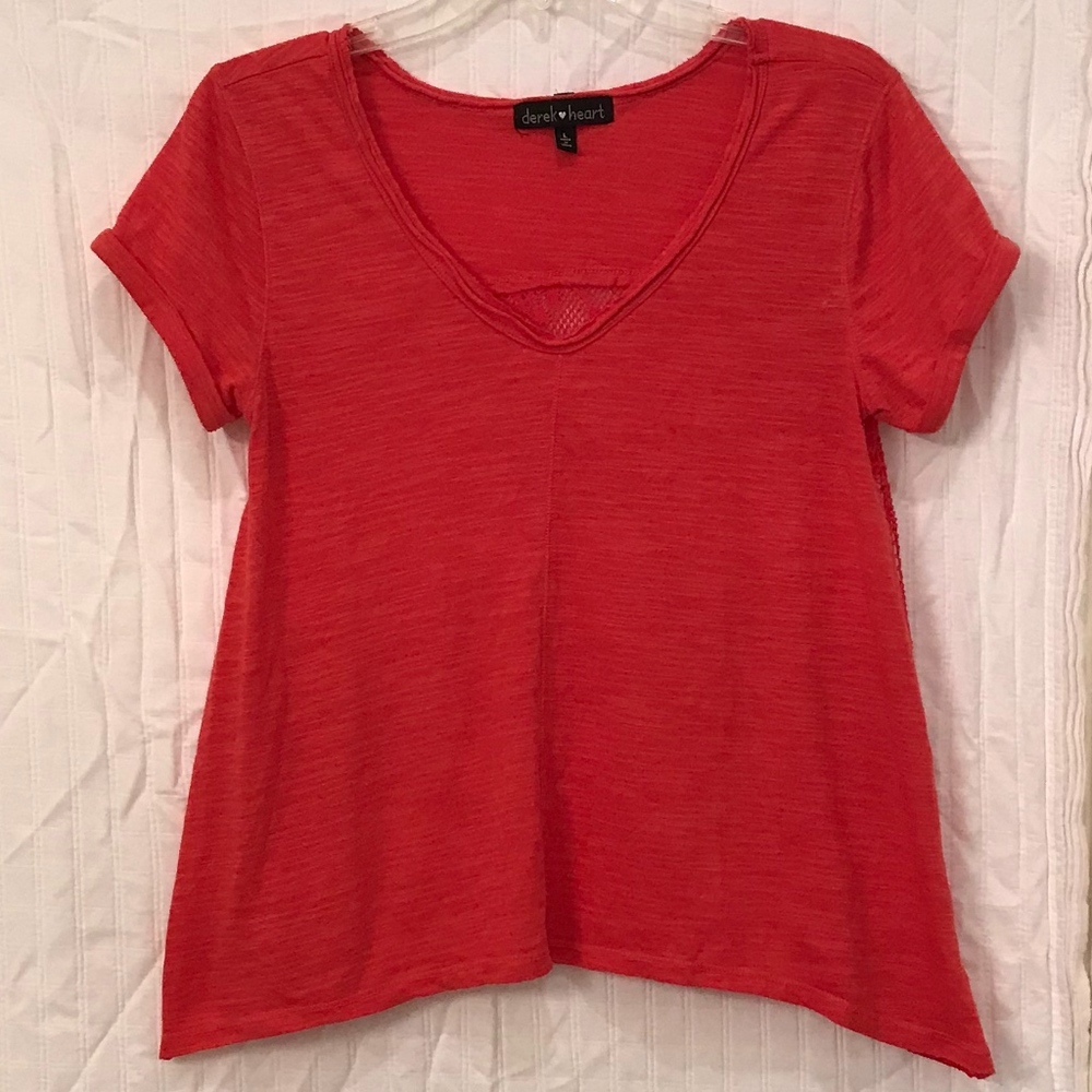 Derek Heart ❤️ Coral blouse with lace on the back
